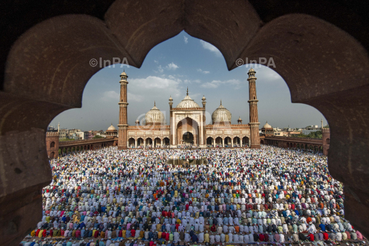 Muslims offering Eid al-Fitr prayers