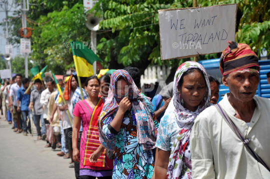 Protest to demand Tipra land State