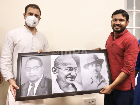 Rahul Gandhi with Kanhaiya Kumar