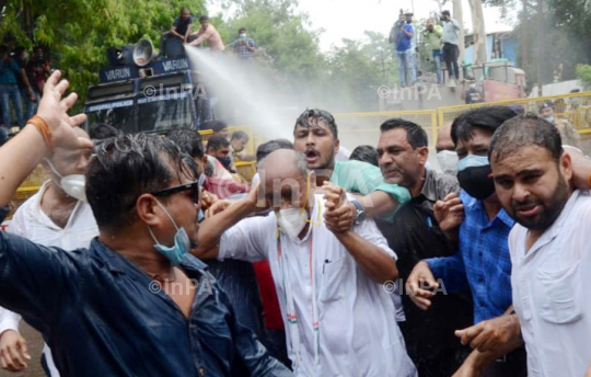 Water cannon used against Digvijay Singh